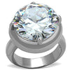 WildKlass Stainless Steel Ring High Polished (no Plating) Women AAA Grade CZ Clear-WildKlass Jewelry
