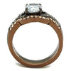 WildKlass Stainless Steel Ring IP Light Black & IP Light Coffee Women AAA Grade CZ Clear-WildKlass Jewelry