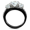 WildKlass Stainless Steel Ring Two-Tone IP Black Women AAA Grade CZ Clear-WildKlass Jewelry