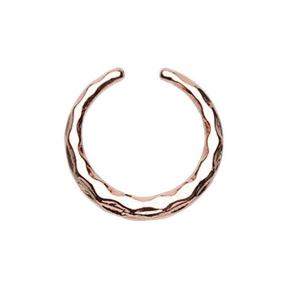 Rose Gold Faceted Textured WildKlass Septum Retainer Ring-WildKlass Jewelry