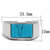 WildKlass Stainless Steel Ring High Polished Men Synthetic Sea Blue-WildKlass Jewelry