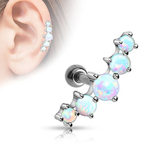 Cartilage Five Opal Ball 316L Surgical Steel Helix Conch Earring-WildKlass Jewelry