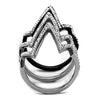 WildKlass Stainless Steel Ring Two-Tone IP Black Women Top Grade Crystal Clear-WildKlass Jewelry