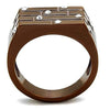 WildKlass Stainless Steel Ring IP Coffee Light Men Top Grade Crystal Clear-WildKlass Jewelry