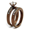 WildKlass Stainless Steel Ring IP Coffee Light Women AAA Grade CZ Clear-WildKlass Jewelry