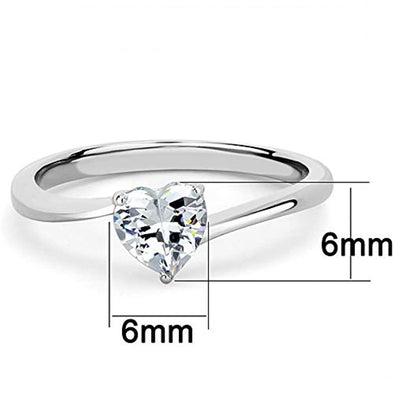 WildKlass Stainless Steel Ring High Polished Women AAA Grade CZ Clear-WildKlass Jewelry