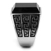 WildKlass Stainless Steel Ring High Polished Men Synthetic Jet-WildKlass Jewelry