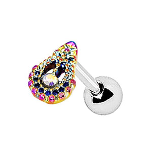 WildKlass 316L Stainless Steel Rainbow PVD Plated Teardrop Cartilage Earring-WildKlass Jewelry