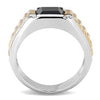 WildKlass Stainless Steel Ring Two-Tone IP Rose Gold Men Synthetic Jet-WildKlass Jewelry