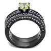 WildKlass Stainless Steel Ring IP Light Black (IP Gun) Women AAA Grade CZ Apple Green Color-WildKlass Jewelry