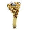 WildKlass Stainless Steel Ring Two-Tone IP Gold Women Top Grade Crystal Topaz-WildKlass Jewelry