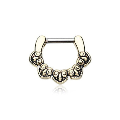 Gold Septum Clicker 14g 1/4" 6mm Golden Tribal Penta Septum Ring-WildKlass Jewelry