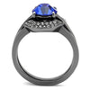WildKlass Stainless Steel Ring IP Light Black (IP Gun) Women Top Grade Crystal Sapphire-WildKlass Jewelry