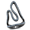 WildKlass Stainless Steel Ring IP Light Black (IP Gun) Women Top Grade Crystal Aquamarine-WildKlass Jewelry