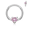 WildKlass Multi Directional CZ Heart 316L Surgical Steel Captive Bead Ring-WildKlass Jewelry