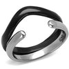 WildKlass Stainless Steel Ring Two-Tone IP Black Women-WildKlass Jewelry