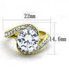 WildKlass Stainless Steel Ring Two-Tone IP Gold Women AAA Grade CZ Clear-WildKlass Jewelry