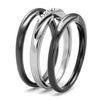 WildKlass Stainless Steel Ring Two Tone IP Light Black (IP Gun) Women Top Grade Crystal Clear-WildKlass Jewelry