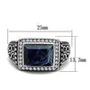 WildKlass Stainless Steel Ring High Polished Men Semi-Precious Capri Blue-WildKlass Jewelry