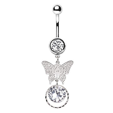 316L Stainless Steel Butterfly Pendant Dangle WildKlass Navel Ring-WildKlass Jewelry