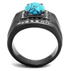 WildKlass Stainless Steel Ring IP Light Black (IP Gun) Men Synthetic Sea Blue-WildKlass Jewelry