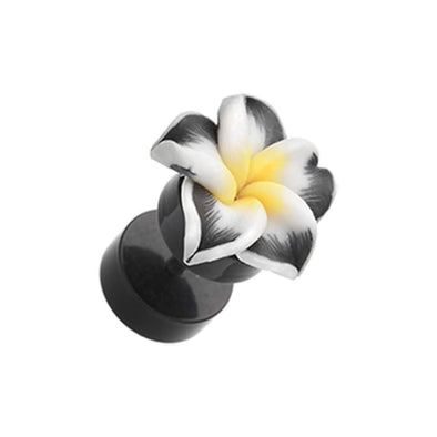 Hawaiian Plumeria Flower Acrylic WildKlass Fake Plug-WildKlass Jewelry