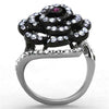 WildKlass Stainless Steel Flower Ring Two-Tone IP Black Women Top Grade Crystal Amethyst-WildKlass Jewelry