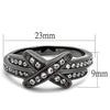 WildKlass Stainless Steel Ring IP Light Black (IP Gun) Women AAA Grade CZ Clear-WildKlass Jewelry