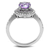 WildKlass Stainless Steel Ring High Polished Women AAA Grade CZ Amethyst-WildKlass Jewelry