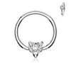 WildKlass Multi Directional CZ Heart 316L Surgical Steel Captive Bead Ring-WildKlass Jewelry