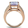 WildKlass Stainless Steel Pave Ring IP Rose Gold Women AAA Grade CZ Light Amethyst-WildKlass Jewelry