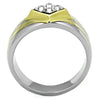 WildKlass Stainless Steel Ring Two-Tone IP Gold Men Top Grade Crystal Clear-WildKlass Jewelry
