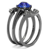WildKlass Stainless Steel Ring IP Light Black (IP Gun) Women Top Grade Crystal Sapphire-WildKlass Jewelry