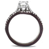 WildKlass Stainless Steel Ring Two Tone IP Dark Brown (IP Coffee) Women AAA Grade CZ Clear-WildKlass Jewelry