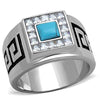 WildKlass Stainless Steel Ring High Polished (no Plating) Men Synthetic Sea Blue-WildKlass Jewelry
