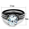 WildKlass Stainless Steel Ring Two-Tone IP Black Women AAA Grade CZ Clear-WildKlass Jewelry