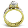 WildKlass Stainless Steel Ring Two-Tone IP Gold Women AAA Grade CZ Clear-WildKlass Jewelry