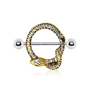 Gold Plated Golden Snake WildKlass Nipple Shield-WildKlass Jewelry