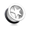 Star Steel Single Flared Ear Gauge Hollow WildKlass Plug-WildKlass Jewelry