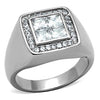 WildKlass Stainless Steel Ring High Polished (no Plating) Men AAA Grade CZ Clear-WildKlass Jewelry