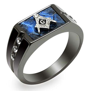 WildKlass Stainless Steel Ring Two-Tone IP Black Men AAA Grade CZ Clear-WildKlass Jewelry