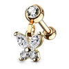 CZ Butterfly Dangle Jeweled Set Ball 316L Surgical Steel WildKlass Ear Cartilage/Tragus Barbell Studs-WildKlass Jewelry