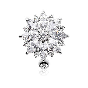 Radiant Flower Multi-Gem Marquise WildKlass Belly Button Ring-WildKlass Jewelry