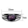 WildKlass Stainless Steel Ring IP Light Black (IP Gun) Women Precious Stone Amethyst-WildKlass Jewelry