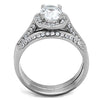 WildKlass Stainless Steel Halo Ring High Polished (no Plating) Women AAA Grade CZ Clear-WildKlass Jewelry