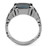 WildKlass Stainless Steel Ring High Polished (no Plating) Men Synthetic Jet-WildKlass Jewelry