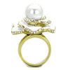 WildKlass Stainless Steel Ring IP Gold Women Synthetic White-WildKlass Jewelry