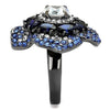 WildKlass Stainless Steel Ring IP Light Black (IP Gun) Women AAA Grade CZ Clear-WildKlass Jewelry