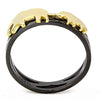 WildKlass Stainless Steel Ring IP Gold+ IP Black Women-WildKlass Jewelry