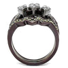 WildKlass Stainless Steel Ring IP Light Black (IP Gun) & IP Dark Brown (IP Coffee) Women AAA Grade CZ Clear-WildKlass Jewelry